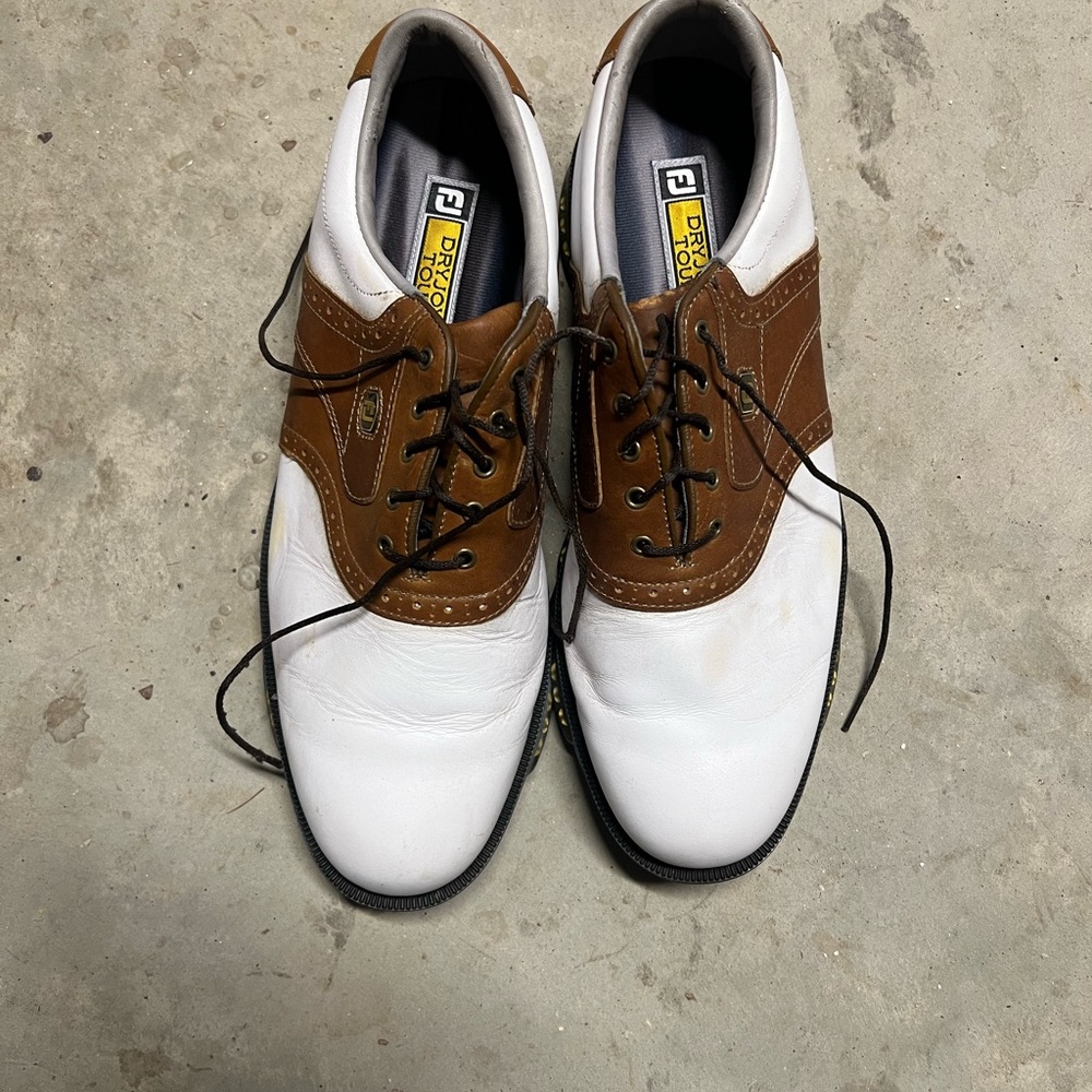 FootJoy Men's White and Brown Golf Shoes